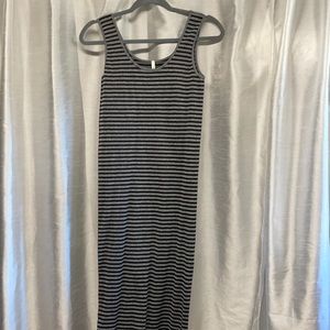 Long black and grey stripe dress